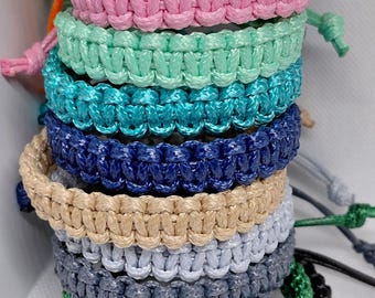 Chunky Macrame Bracelet: Waxed cotton Beach Bracelet, Unisex, Anklets