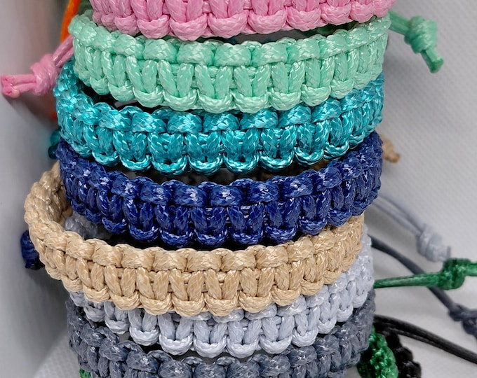 Chunky Macrame Bracelet: Waxed cotton Beach Bracelet, Unisex, Anklets