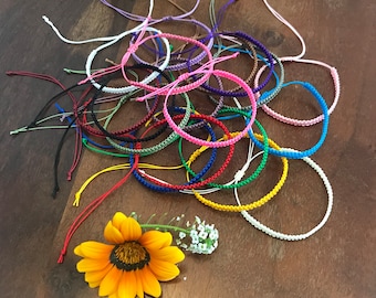 Macrame Bracelet. Kids & Adult sizes. Unisex. Hand Made, Friendship band, solid colours. Beach Wear.