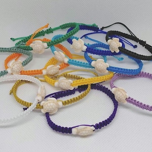 Macrame Howlite Turtle Friendship Bracelet: Adjustable Beach Wear