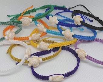 Macrame Howlite Turtle Friendship Bracelet: Adjustable Beach Wear