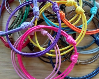 Minimalist Waxed Cotton Cord Bracelet: Adjustable Friendship Bracelet