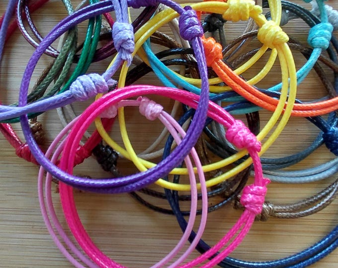 Minimalist Waxed Cotton Cord Bracelet: Adjustable Friendship Bracelet