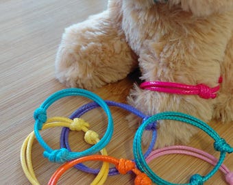 Kids Minimalist Waxed Cotton Cord surf Bracelet: Adjustable Friendship Bracelet, stackable, gift.