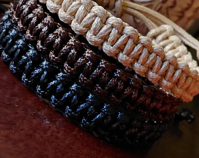 Mens Chunky Macrame Bracelet: Waxed Cotton Beach Wear
