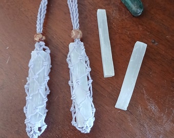 Lilac Extra Long Crystal holder long Macrame Necklace, Hand Made, Adjustable ( stones not included)