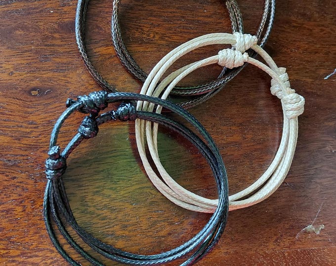 Waxed Cotton Minimalistic surf Bracelets, Mens, Ladies , holidays, BFF.