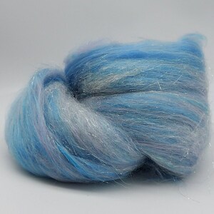 Glittery Blue Merino and Bamboo mix, wool mix, roving, unicorn wool, fairy wool, felting wool, crafter wool, UK Wool Shop image 6