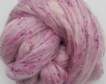 Pink Rasberry Red wool, Merino and Tweed Mix, roving, fairy wool, unicorn wool, colour roving, artisan wool, UK Wool Shop