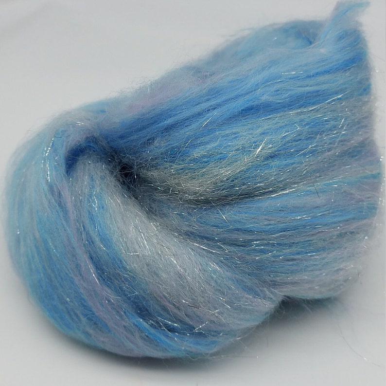 Glittery Blue Merino and Bamboo mix, wool mix, roving, unicorn wool, fairy wool, felting wool, crafter wool, UK Wool Shop image 7