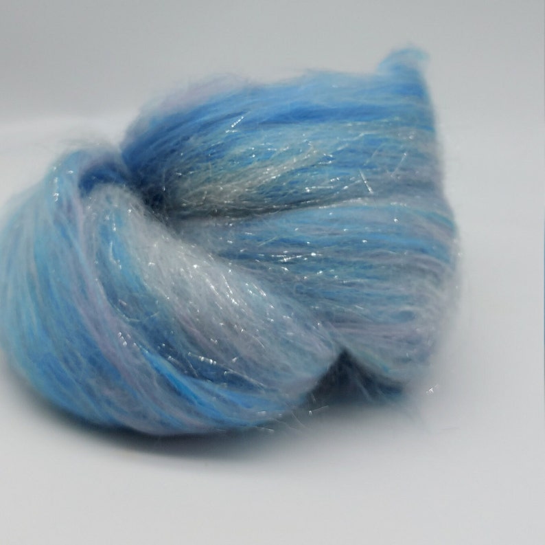 Glittery Blue Merino and Bamboo mix, wool mix, roving, unicorn wool, fairy wool, felting wool, crafter wool, UK Wool Shop image 5