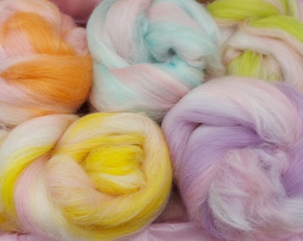 Ice Cream Box, Pastel roving, wool roving, fairy wool, coloured merino, roving, 30g, felting wool, UK Wool Shop