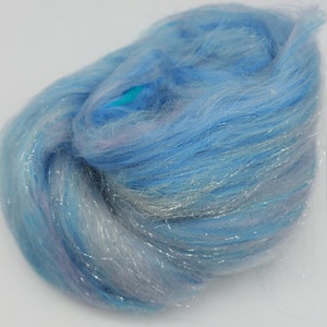 Glittery Blue Merino and Bamboo mix, wool mix, roving, unicorn wool, fairy wool, felting wool, crafter wool, UK Wool Shop image 4