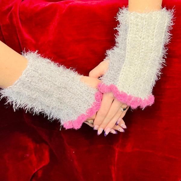 Charm in Stitches: Handcrafted Crocheted Fingerless Glove Wrist Warmers| Handmade Unique Boho Aesthetic Gift | Witchy Whimsigoth