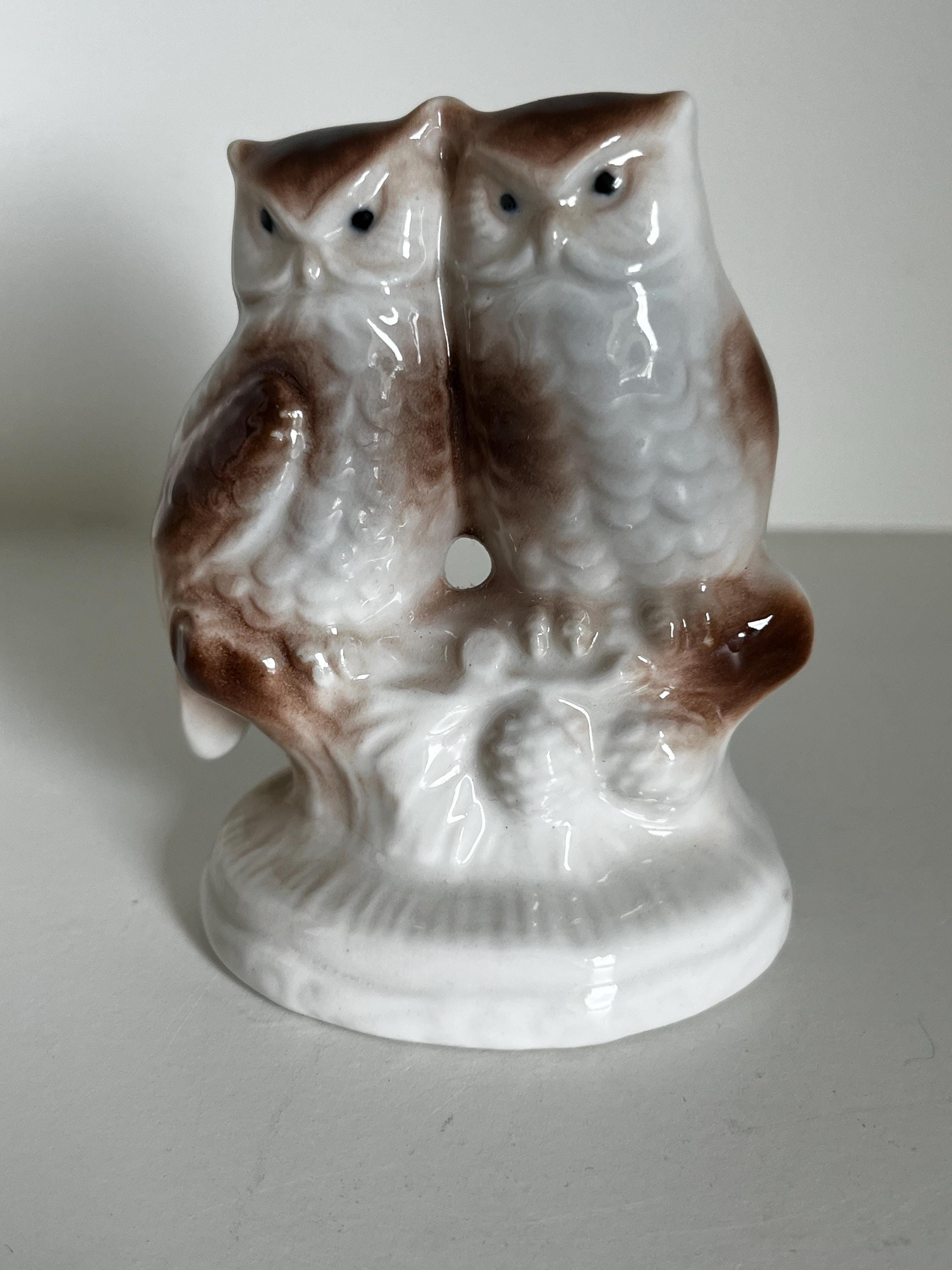 Pair Of Owls Figurine - Autumn Decor - Owl Lovers
