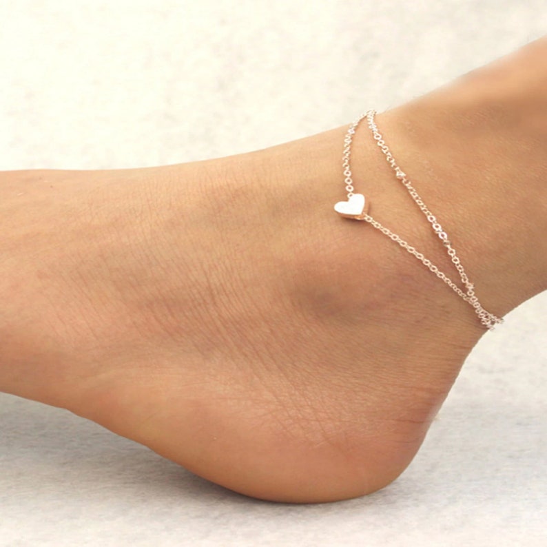 Heart Detail Layered Chain Anklet