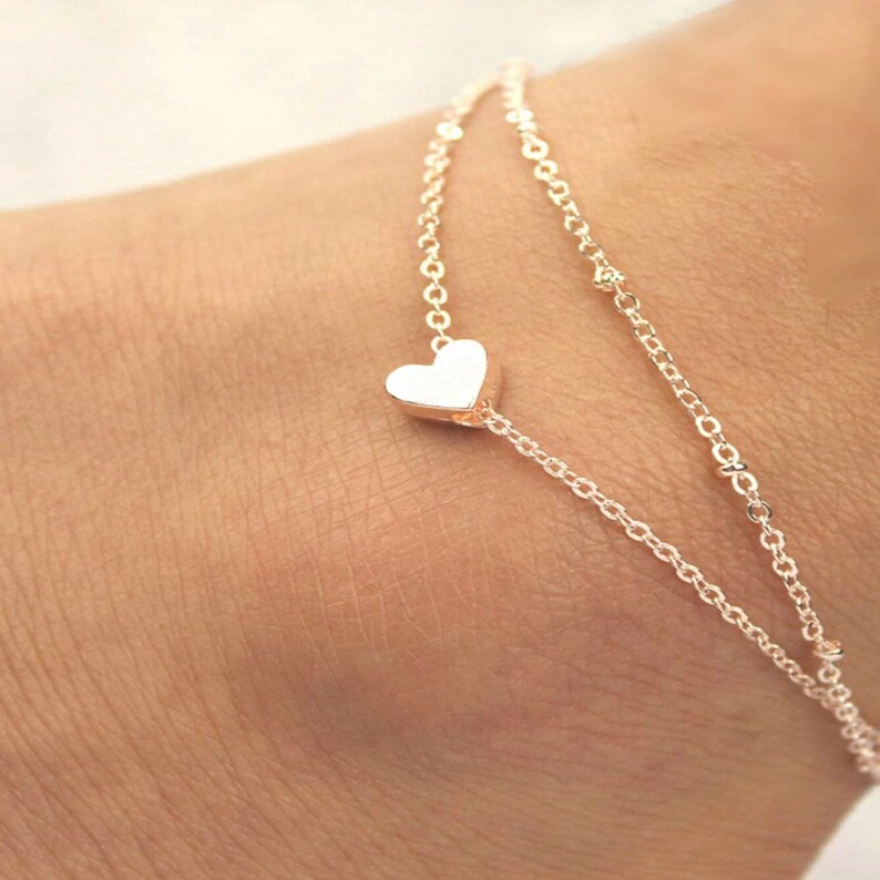 Heart Detail Layered Chain Anklet