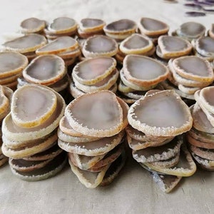 100pcs 2.4"-3.2" Agate Slice with Natural and Gold Plated Edge, Grey White Blue Green Orange Purple Black Wedding Name Place Cards Wholesale