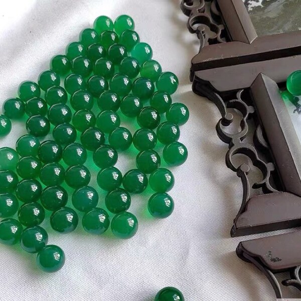 Perlas de ágata verde perforadas, materiales de bricolaje, materiales de joyería