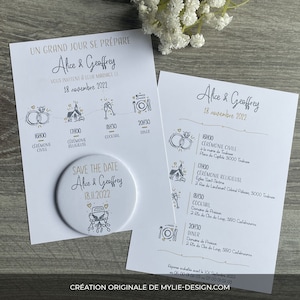 Wedding invitation with magnetic badge