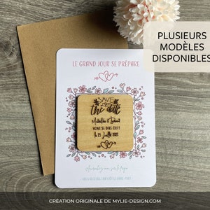 Annonce mariage avec magnet bois