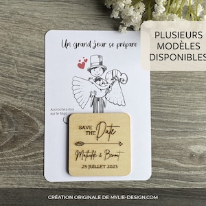 Annonce mariage avec magnet bois