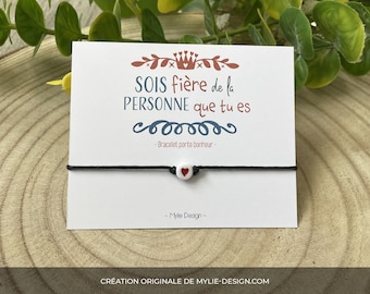 Bracelet coeur - Phrase positive