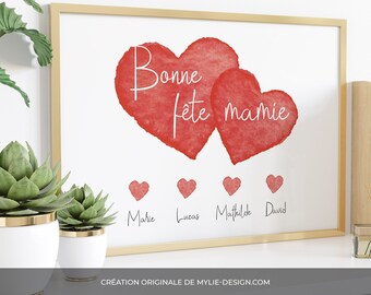 Affiche personnalisable - Bonne fête mamie - Coeur