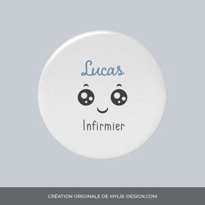 Badge personnalisable Visage Bleu