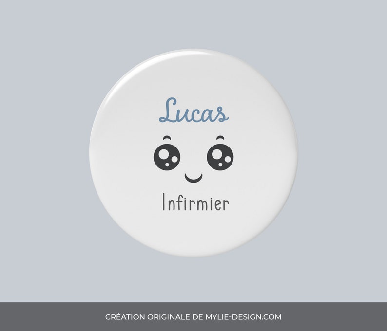 Badge personnalisable Visage Bleu