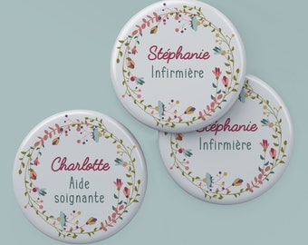 Badge personnalisable - Métier - Fleurs