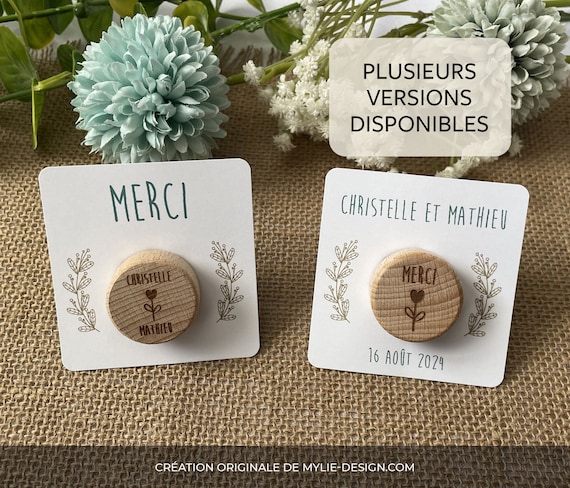 Bouchon de vin à personnaliser - Cadeau invités mariage - Bouchon en liège