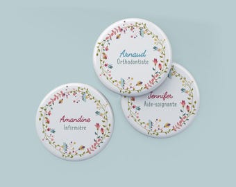 Badge personnalisable - Métier - Fleurs