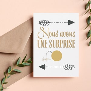 Carte à gratter annonce mariage, bébé, témoin, parrain, marraine - Flèche