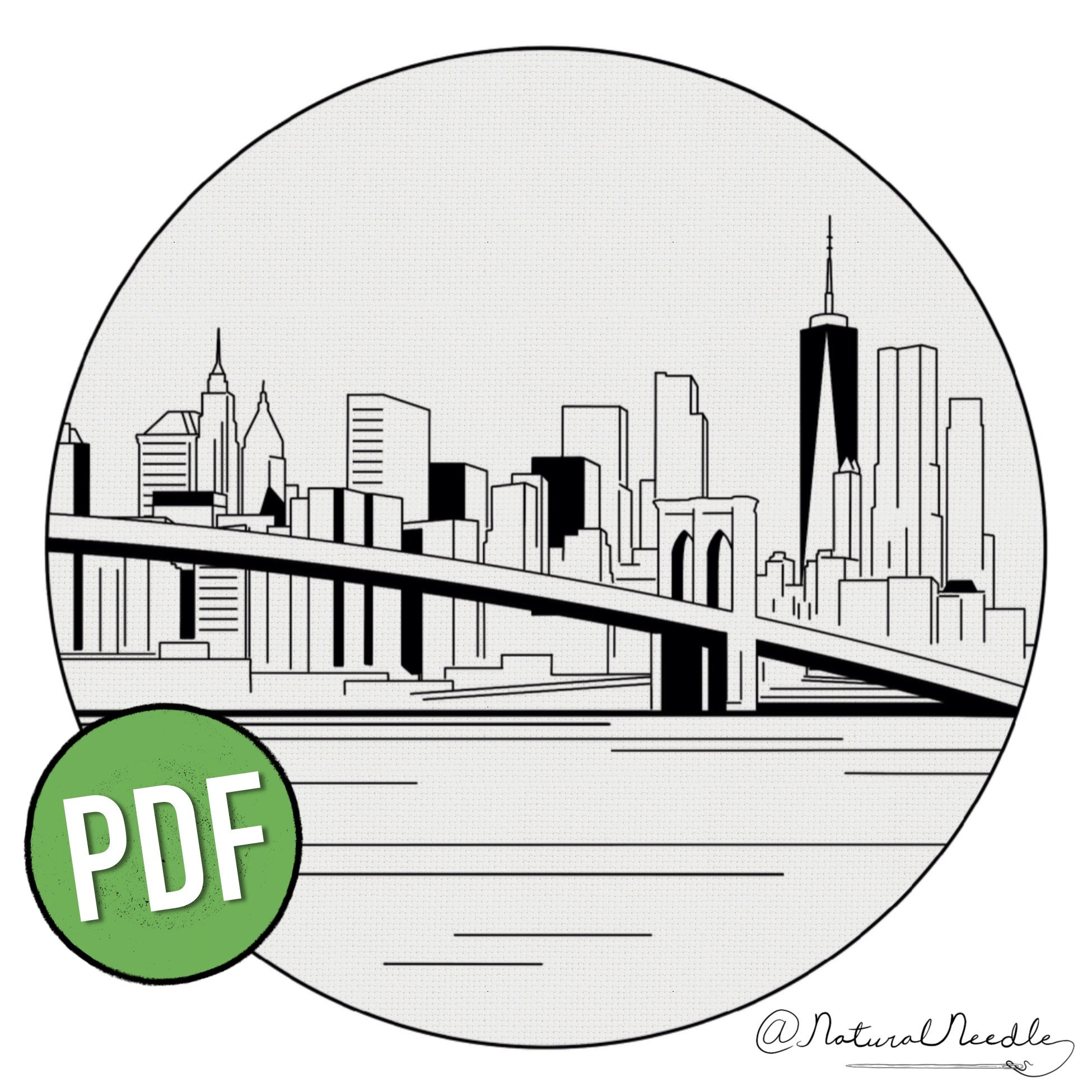 Nyc skyline embroidery pattern  pdf embroidery design  new  etsy Nyc skyline embroidery pattern  pdf embroidery design  new  etsy