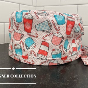 Surgical/Scrub Cap - DESIGNER COLLECTION - Peppermint Mocha (Ships within 24 Hrs)