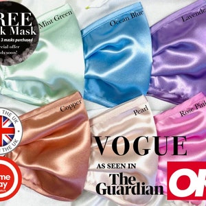 UK MADE Silk Face Mask Same Day Dispatch Free Delivery Free Mask Offer Ultra Soft Silk Satin Face Mask Nose Wire+Adjustable Face Mask