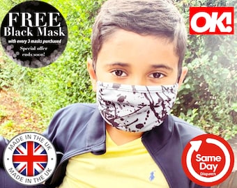 KIDS FACE MASK Made in U.K. Adjustable Kids Face Mask To Fit All Ages. Lightweight Breathable Washable Kids Mask. Super Soft Kids Face Mask