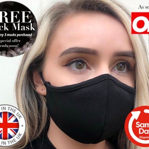 Black Face Mask With Nose Wire -  UK