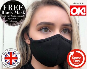 Face Mask TRIPLE LAYER. Made in UK Face Mask. Adjustable + Nose Wire Face Mask. Filter Face Mask. Washable Face Mask. Reusable Face Mask U.K