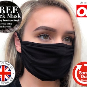 ULTRA SOFT Double Layer Face Mask. Breathable Mask. Washable Face Mask. Soft Stretchy Face Mask. Bestseller Face Mask Made in UK Face Mask. Black Double Layer