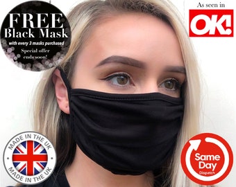 ULTRAWEICHe Doppellagige Gesichtsmaske. Atmungsaktive Maske. Waschbare Gesichtsmaske. Weiche dehnbare Gesichtsmaske. Bestseller Gesichtsmaske Made in UK Gesichtsmaske.