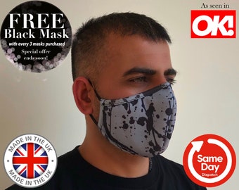 TRIPLE LAYER Face Mask. Made in UK Face Mask. Adjustable + Nose Wire Face Mask. Filter Face Mask. Washable Face Mask. Reusable Face Mask U.K