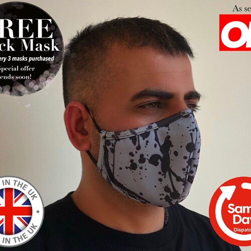 Face Mask TRIPLE LAYER. Made in UK Face Mask. Adjustable Etsy