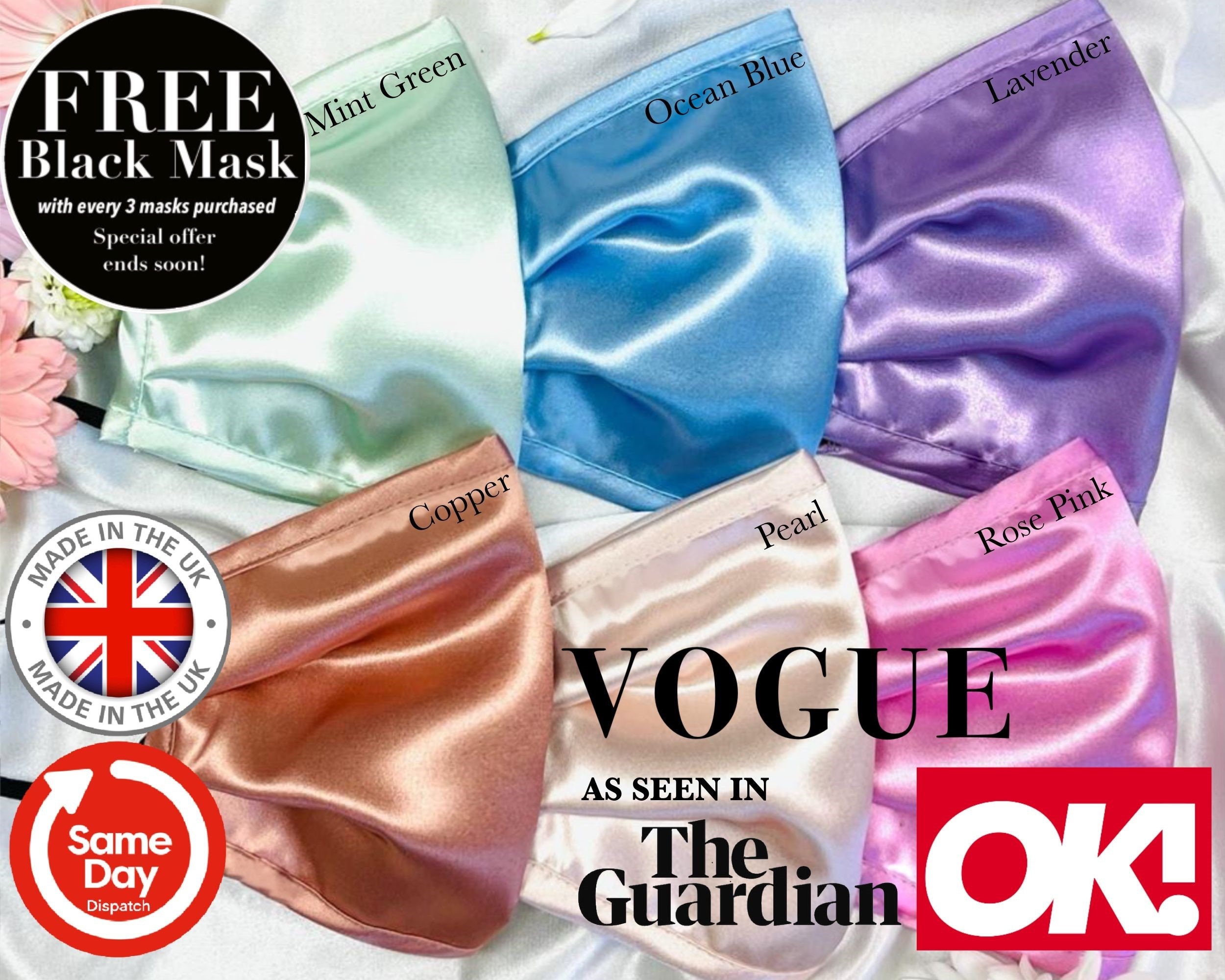 UK MADE Silk Face Mask Same Day Dispatch Free Delivery Free Mask Offe…