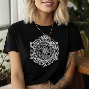 Spirituality Shirt - Empowering Mandala T-Shirt, At The Center Of Your Being You Have The Answer, Inspiring Quote, Artful Yoga Teacher Gift