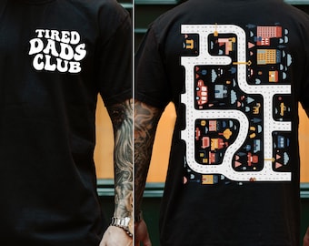 Tired Dads Club Shirt, Comfort Colors® Tired Dads Club Shirt, Play Cars On Dad's Back, Mat Road Car Race Track Shirt, Cute Father's Day Gift