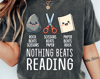 Funny Reading Teacher Shirt Rock Paper Scissors Shirt Comfort Colors Reading Shirt Librarian Shirt Reading Team Shirts 1st Day Of School Tee