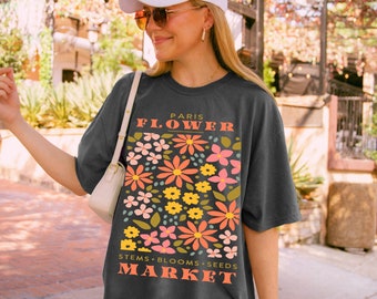 Comfort Colors® Vintage Pressed Flowers Shirt, Cute Flower Market Shirt, Boho Wildflower Shirt, Botanical Lovers Shirt, Colorful Flowers Tee