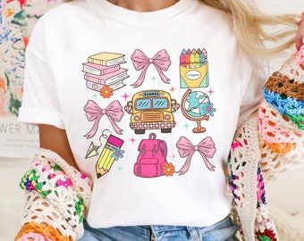 Comfort Colors® Coquette Teacher Shirt, Cute Back To School Shirt,Elementary Teacher Tee,Coquette Pink Bow Tees,New Teacher Tee,Teacher Gift